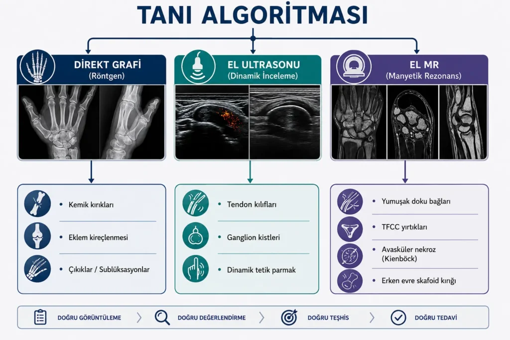 El ağrısında direkt grafi, el ultrasonu ve MR ile radyolojik tanı algoritması