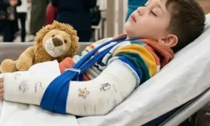 Kolu kırılan acilde bir çocuk görseli