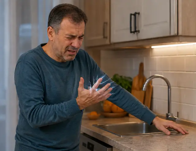 Elde elektriklenme hissi yaşayan erkek hasta görseli